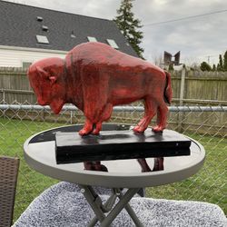 The red hot buffalo statue
