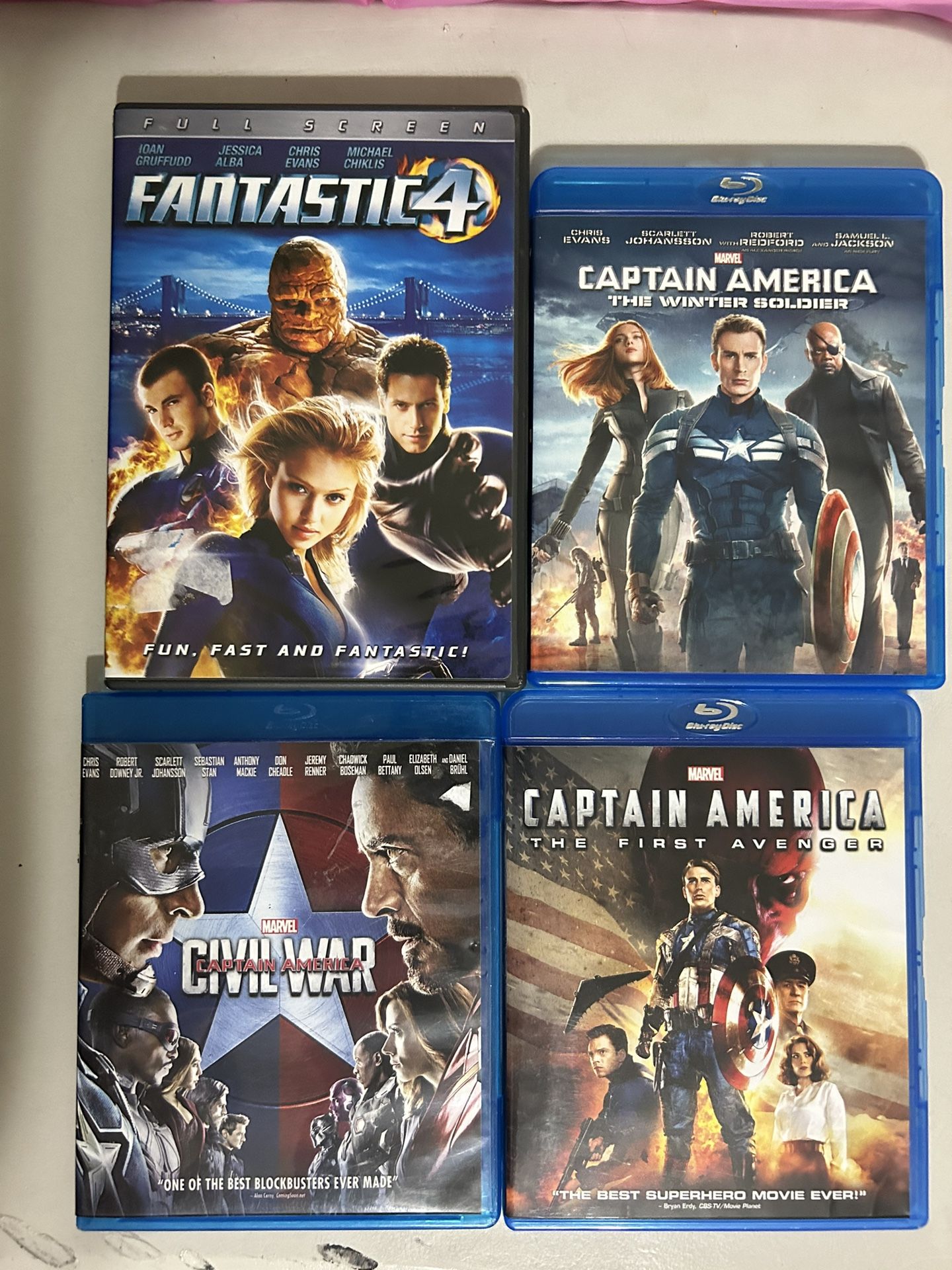 Blu-ray and DVD Captain America And Fantastic 4