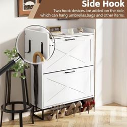 Shoe Organizer Cabinet, White 
