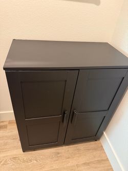 IKEA Black Wood Storage Cabinet with Doors