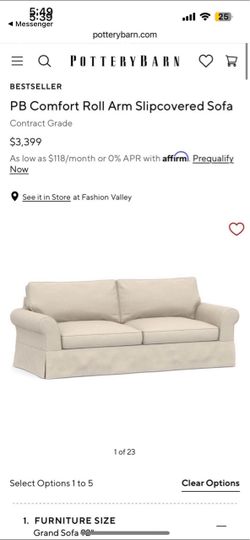 Pottery Barn Washable Couch