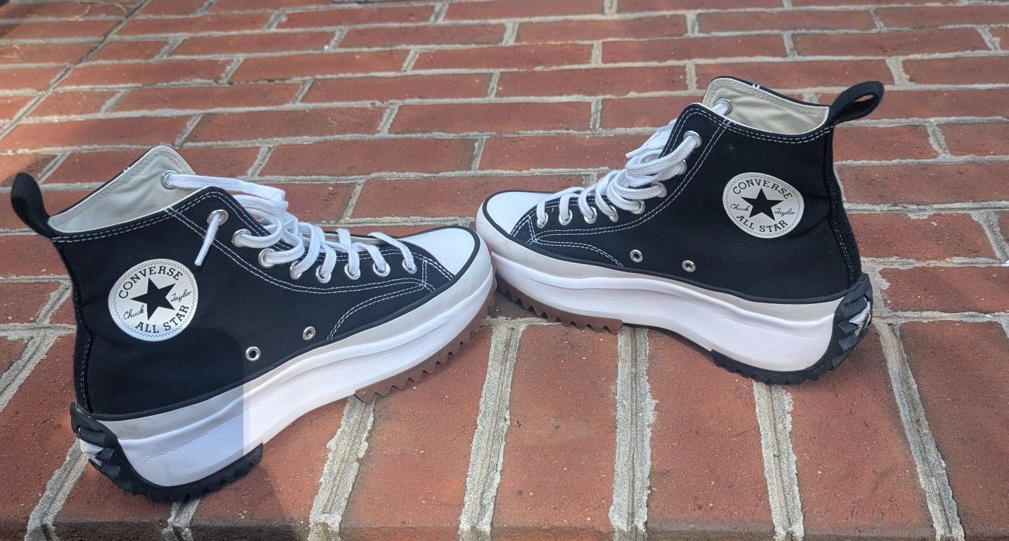 Converse Run Star Hike Hi Sneakers, Black/White/Gum, 9.5 US Women/8 US Men