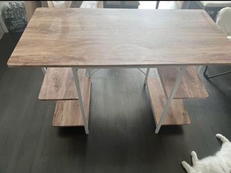 Wooden desk with shelves