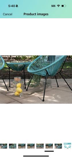 Barton 93561 3PC Acapulco Chair Set Aqua 3242C-BARTON 9