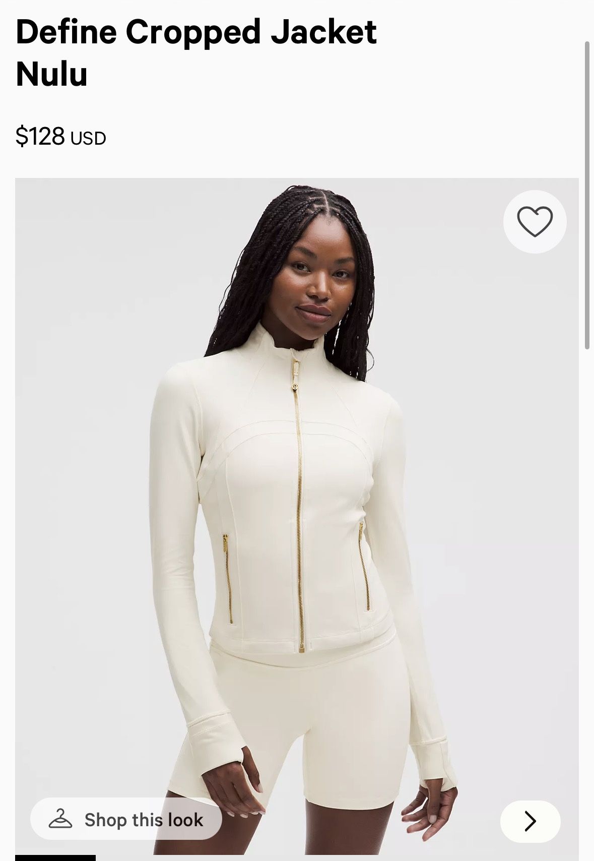Off-White Lululemon Crop Define Jacket