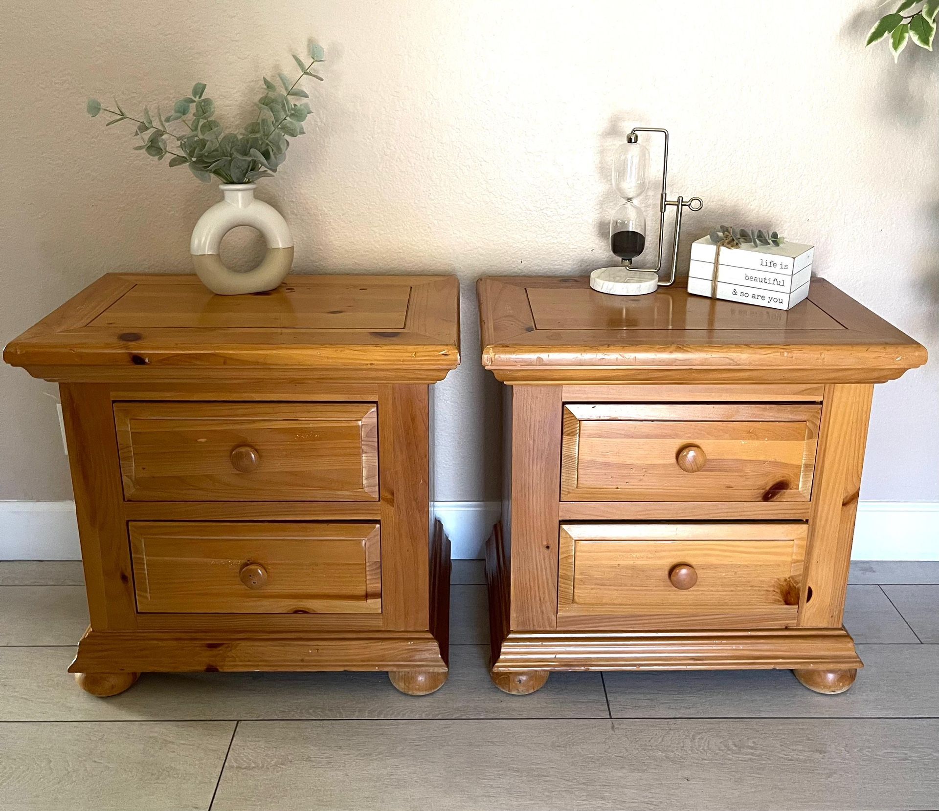 Set of 2 BROYHILL FURNITURE Two Drawers Nightstand Imperfections