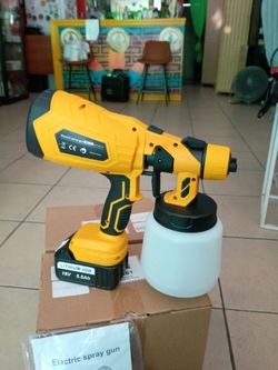 PORTABLE CORDLESS ELECTRIC PAINT SPRAYER WITH TWO RECHARGEABLE BATTERIES 18V 5.5Ah
portable cordless electric paint sprayer, commonly powered by lithi