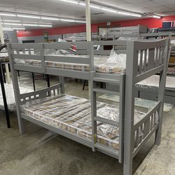 Twin Over Twin Wood Bunk Bed On Sale Now For Only $499!!! 