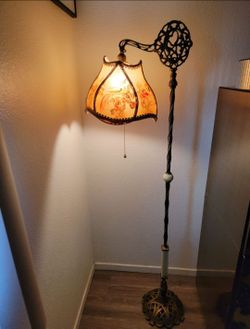 Antique 30's Lamp in brass and Jadeite *ALL WORKS