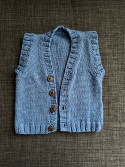 Crochet Boys’s Blue Vest Cardigan