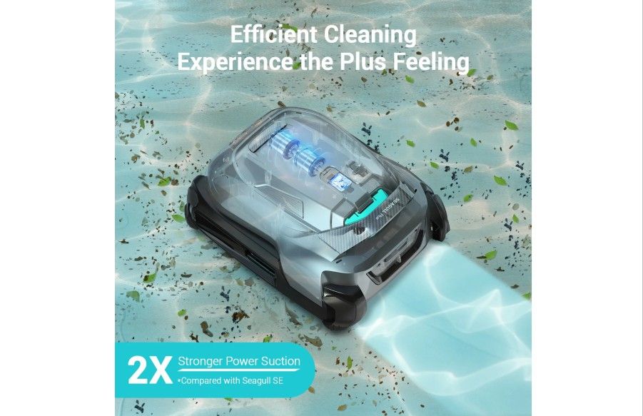 AIPER Seagull Plus Cordless Pool Vacuum, Robotic Pool Cleaner Lasts 110 Min, Stronger Power Suction