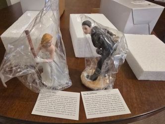 Baseball bride and groom cake toppers