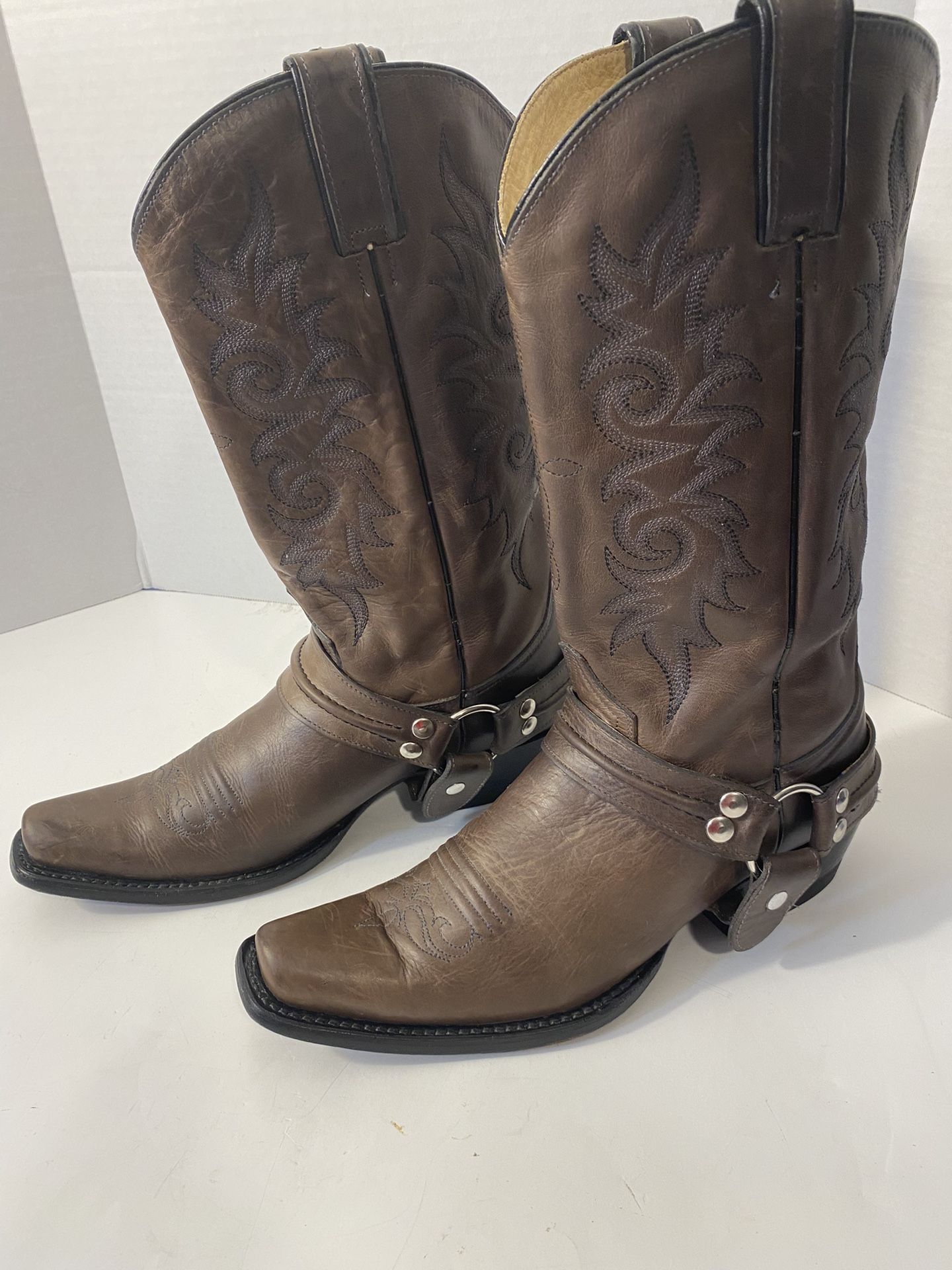 Stetson Outlaw Harness Men’s Size 10 D Handmade Leather Cowboy Western Boots, Brown