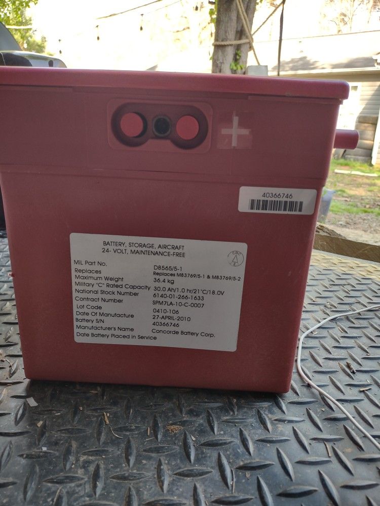 Aircraft Battery Concorde Sealed Lead Acid Military Battery D8565/5-2, 24V, 30Ah