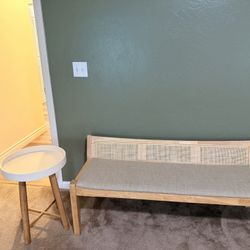Rattan Bench And Side table