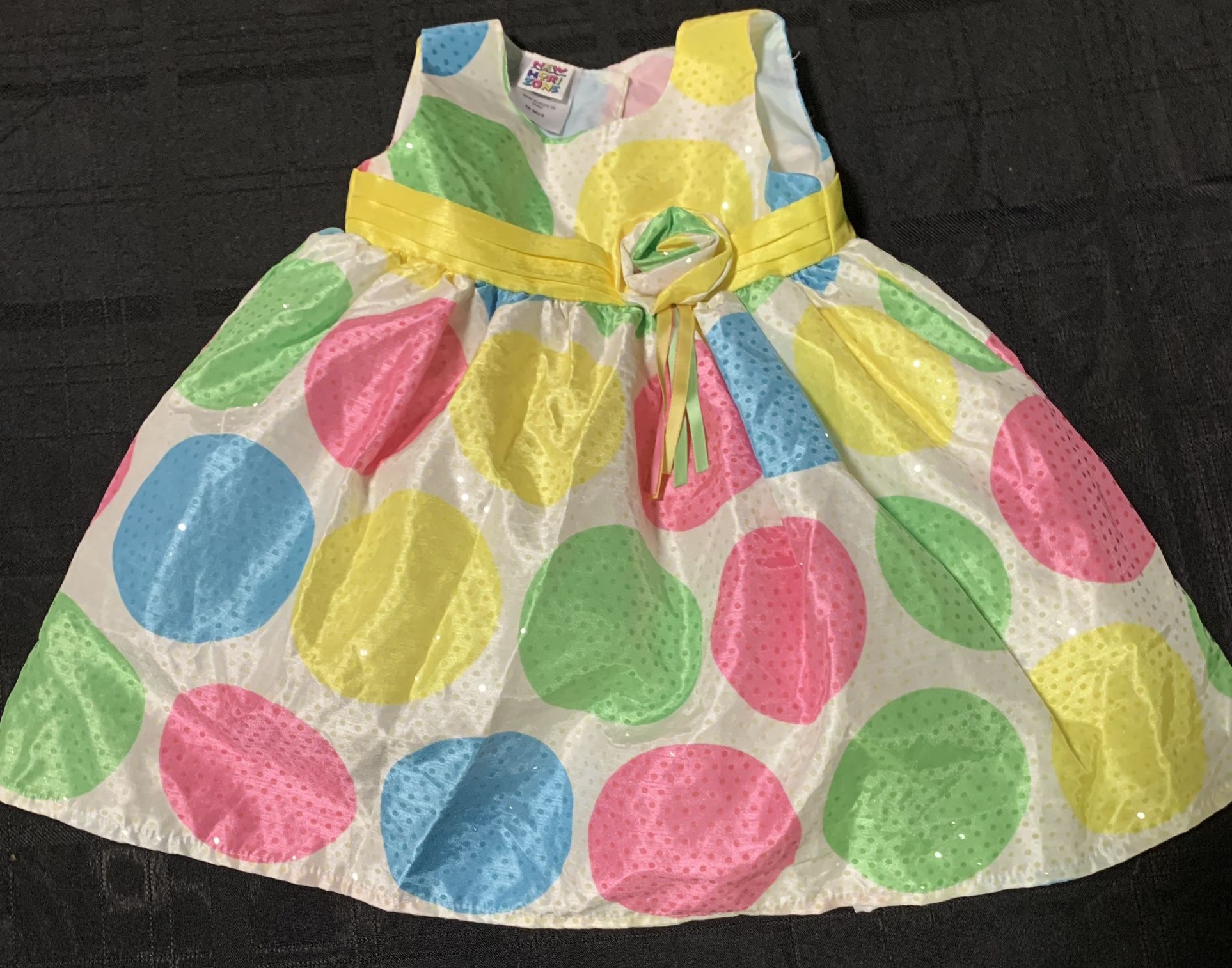 Toddler girls size 12 month sparkly colorful Polka Dot party dress