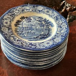 Liberty Blue Staffordshire Made In England Bread And Butter Plates