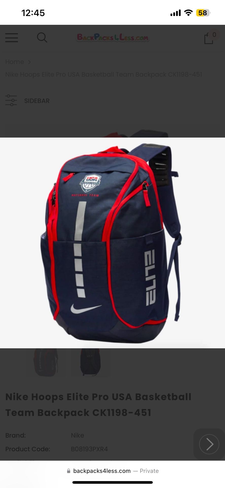 Nike Elite Pro Backpack Team USA