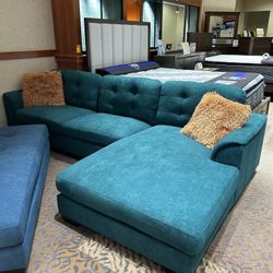 Biscayne Green Sectional And Ottoman Set Only $899