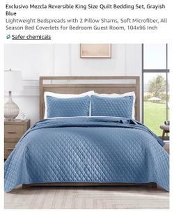 Exclusivo King Size Quilt Set Haze Blue