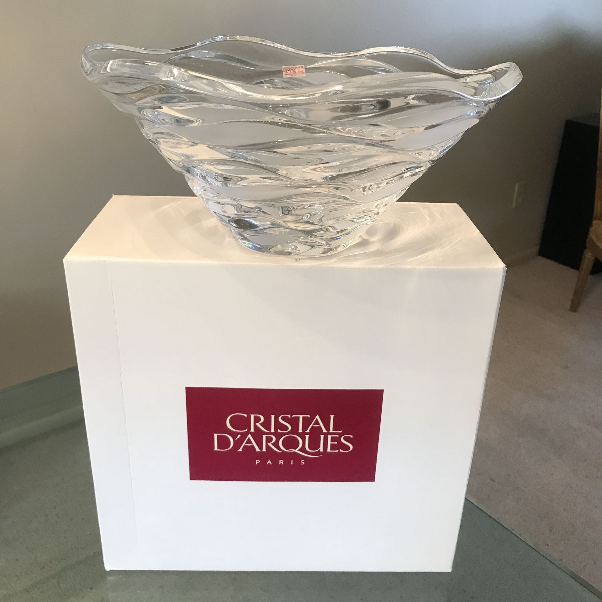 BNIB New Cristal D’Arques Paris France Large Crescendo Lead Wavy Cut Crystal Bowl Centerpiece