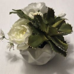Succulent Plant White Vase Fake Decor