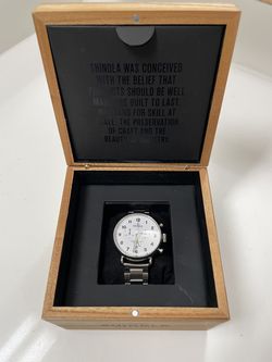 **Authentic Shinola Canfield Chronograph 43mm – Stainless Steel – Original Box Included**