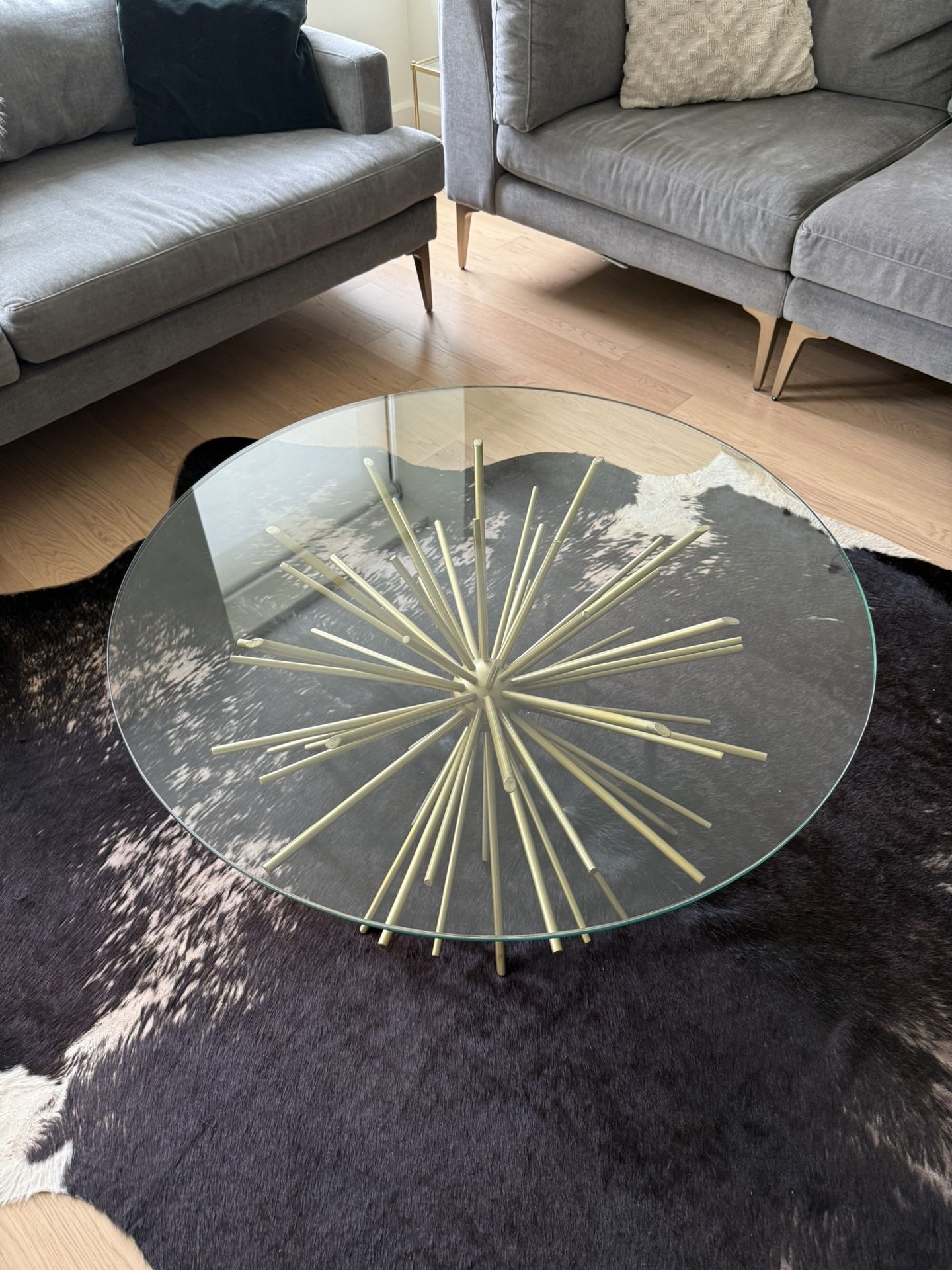 West Elm Glass Coffee Table With Gold Base