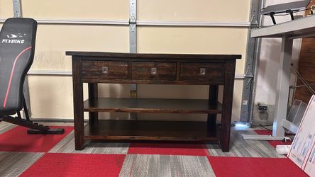 Dark Wood Console Table with Drawers