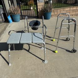 Walker, Bedside Commode & Shower Chair