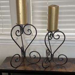 Set Of 2 Iron Candle Holders 