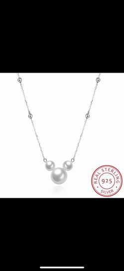 925 Sterling Silver Simulated Pearl Pendant Necklaces for Women