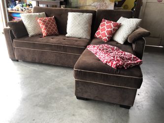 Brown tufted sectional w storage and bed for $550 king bed