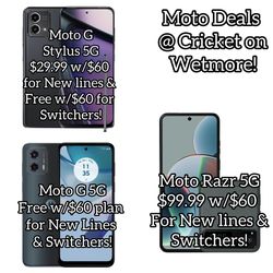 Motorola Deals at Cricket on Wetmore & 1st Start Today!