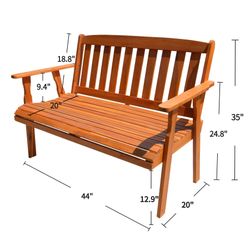 Patio Wood Garden Bench 2-seat Outdoor Acacia Wood Loveseat All Weather Bench 6083-bc01