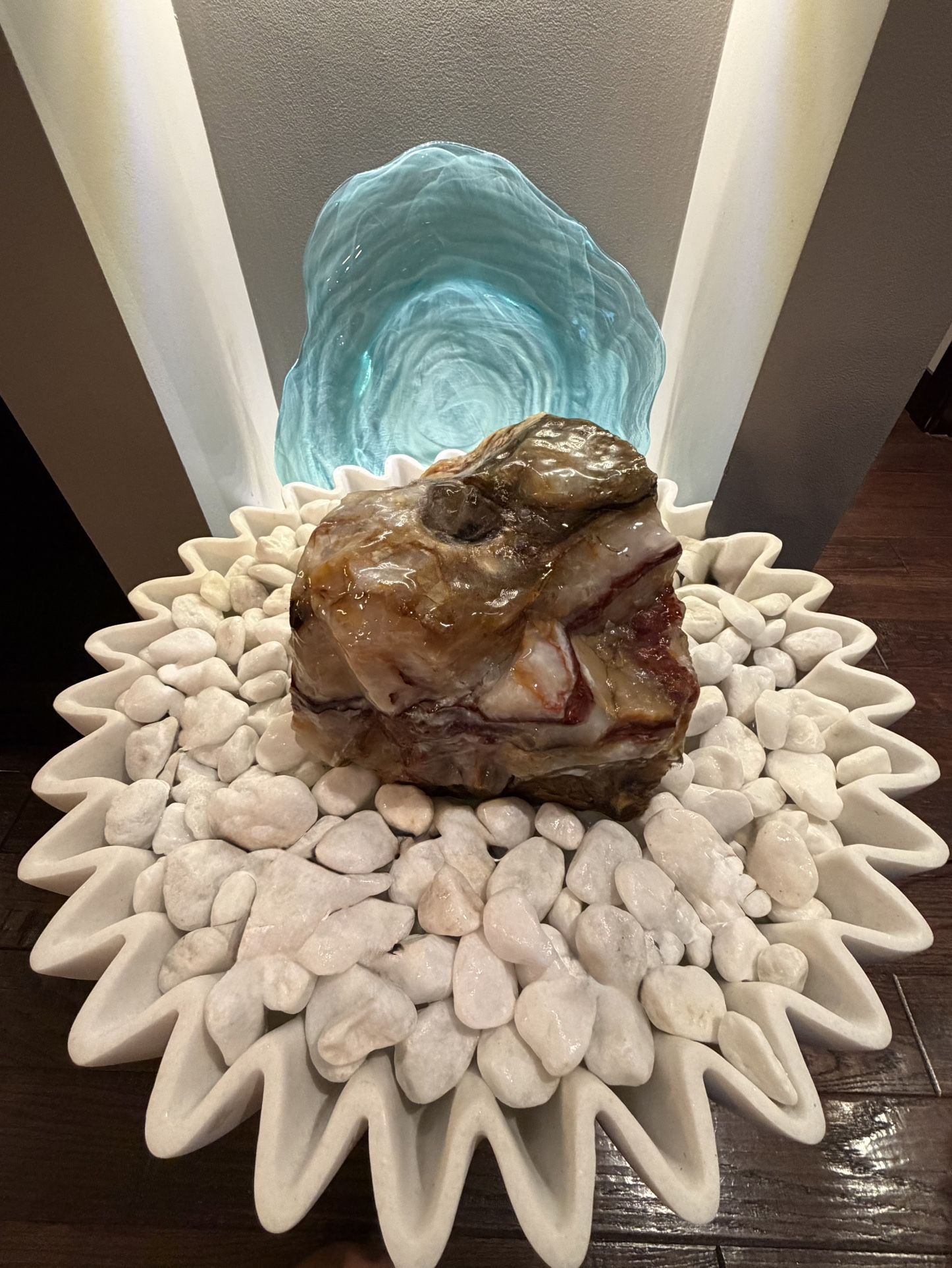 Indoor or Outdoor Handmade Agatized Petrified Wood Fountain 