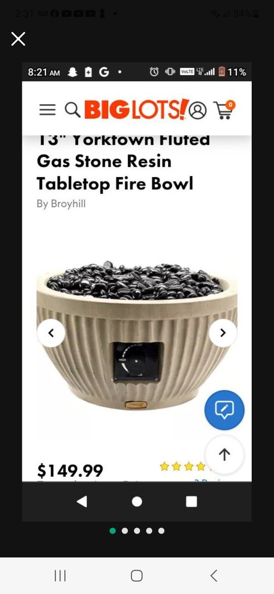 13" Yorktown Fluted Gas Stone Resin Tabletop Fire Bowl
By Broyhill