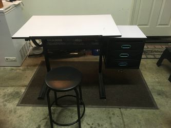 Adjustable Drafting Table / Art Desk with Stool & Storage