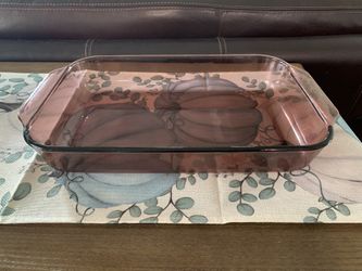 Cranberry Pyrex Casserole Dishes - 13x9x2" Rectangular & 1.5 Qt Round Casserole