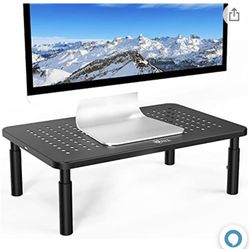 Monitor Stand Riser, Adjustable Laptop Stand Riser Holder, 3 Adjustable Underneath Storage black