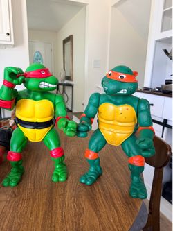 Vintage Playmates Giant TMNT Figures – Michelangelo & Raphael (1991)