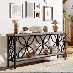 Tribesigns - 70.9 Inch Narrow Sofa Table, Industrial Long Sofa Table Behind the Sota, Entryway Console Table with Storage for Entrance, Living Room, F