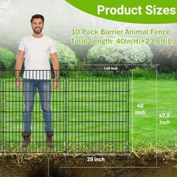 10 Panels No Dig Decorative Outdoor Garden Fence with Gate for Yard, 40 in(H) X 23.6 ft(L) Animal Barrier Fencing Rustproof Metal Wire Panel Border fo