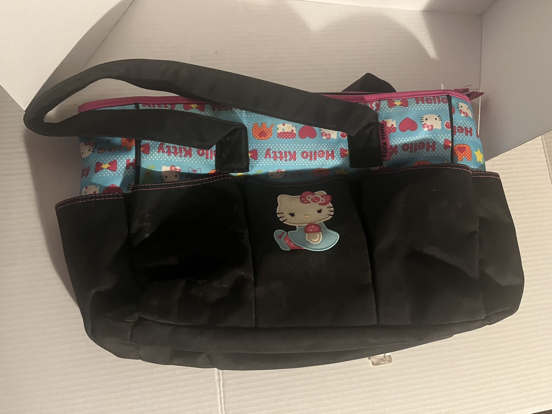 Hello Kitty Diaper Bag Sanrio Tote Pink Black 7 Pocket Zip Top 2014
