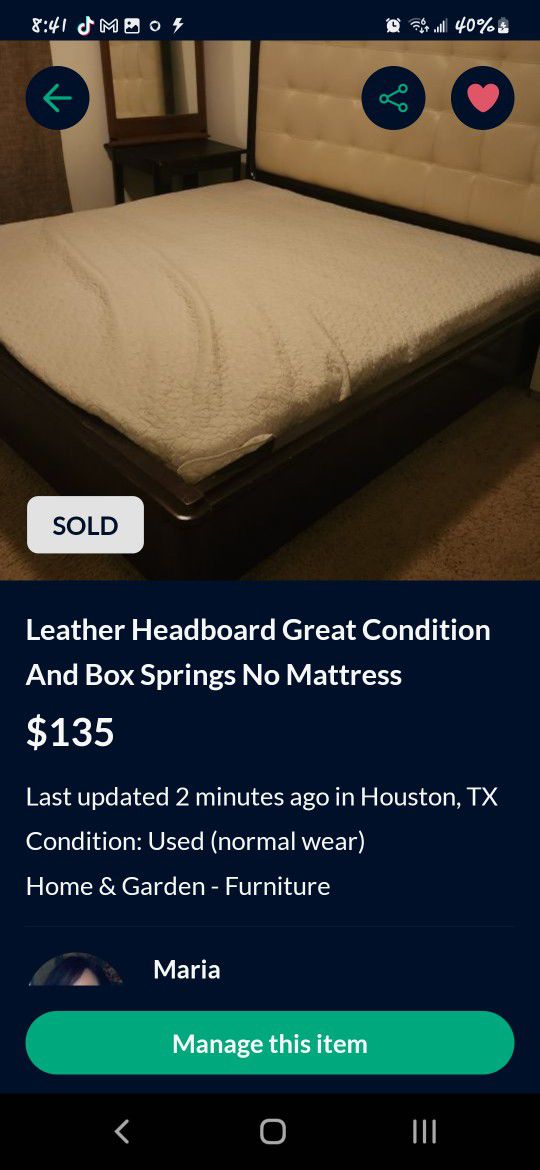 King Size Headboard With Box Springs Everything That Goes Underneath The Box Springs Great Condition Leather Headboard