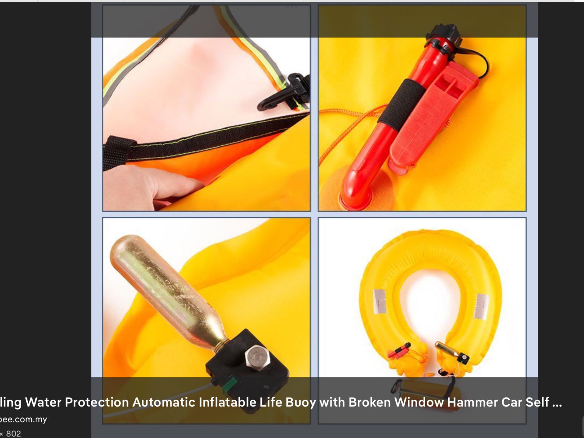 pomerol self inflating water protection buoy. Life Saving. Use In Car Emergency With Glass Breaking Hammer Tip.