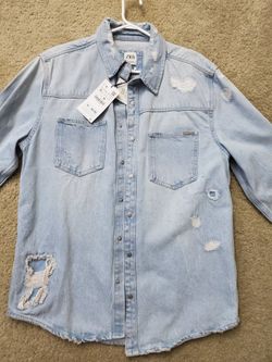 Mens Zara Jean Jacket, Denim Color, Size Xl