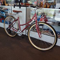 NEW 46CM 18" BREEZER DOWNTOWN EX ST STEP THRU ROSE PINK RED 8 SPEED URBAN CITY BIKE