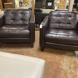 Pair Of Leather Arm Chairs 