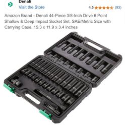 DENALI 44 PIECE 3/8 DRIVE  6 POINT  SHALLOW AND DEEP IMPACT SOCKET SET JUEGO DE DADOS 3/8 44 pcs 